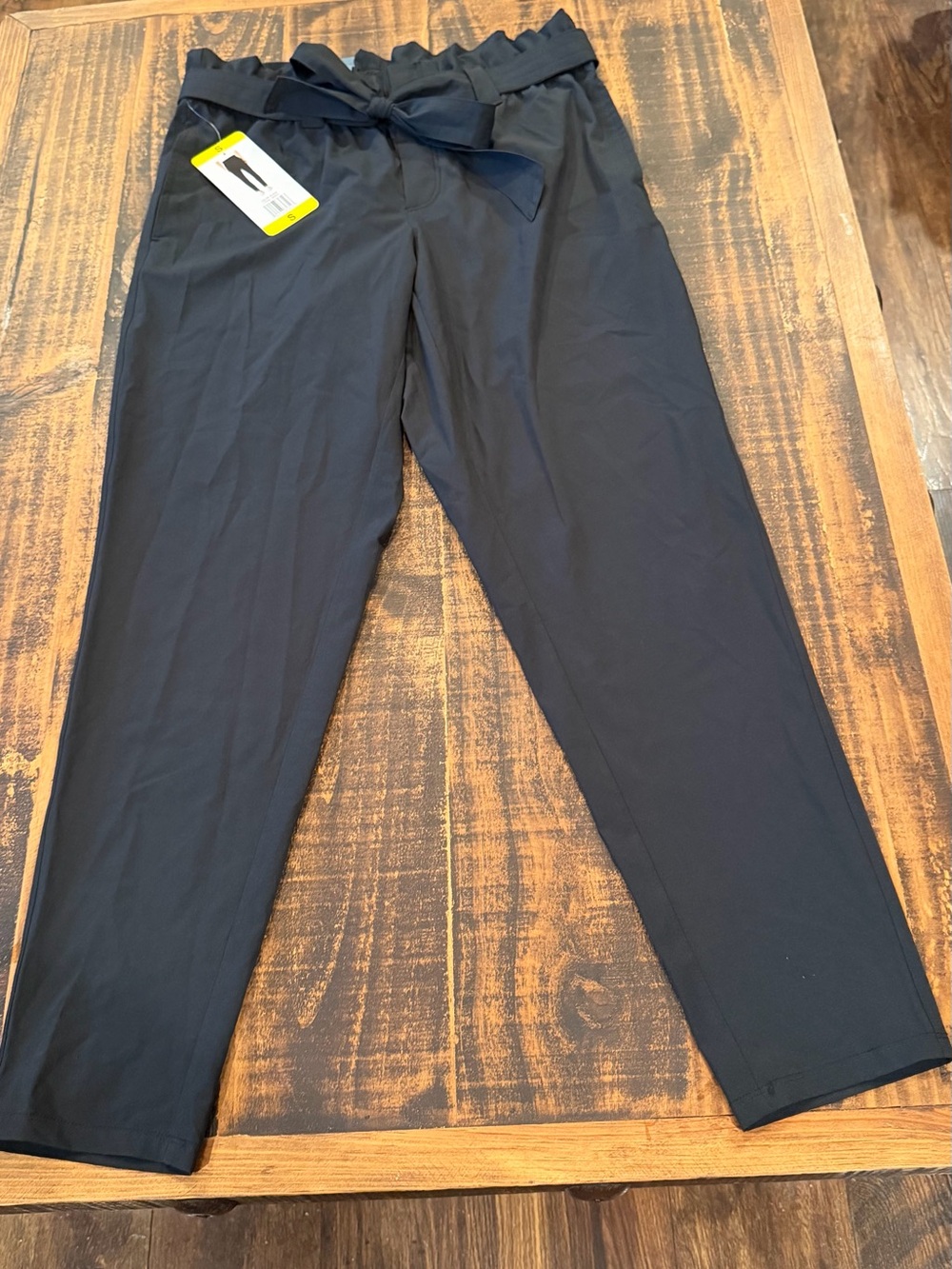 32 Degrees Black Paperbag Waist Tie Chinos